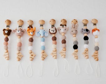 Engraved Acifier Clip With Name Gift For Him,Handmade Crochet Baby Pacifier Clip,Baby shower Gift,Newborn Clip,Custom Wooden Soother Clip