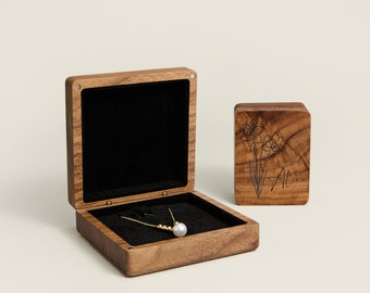 Boîte à colliers personnalisée luxueuse pour elle, cadeau d'anniversaire pour lui, boîte à colliers en bois gravée avec nom, boîte à bijoux personnalisée pour cadeau