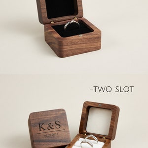 Caja de anillo de madera con nombre personalizado, caja de anillo de compromiso personalizada, caja de anillo de boda, regalo de aniversario, caja de anillo grabada imagen 2