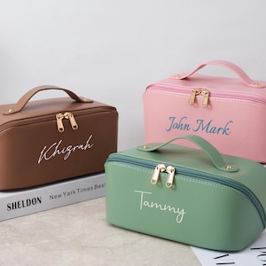 Personalisierte Kosmetiktasche mit gesticktem Namen für Muttertagsgeschenk, benutzerdefinierte Make-up-Tasche mit Monogramm für Hochzeitsgeschenk, Brautjungfer Geschenk