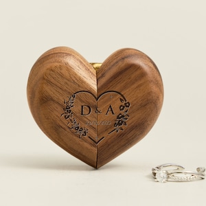 Customized Engagement Ring Holder For Her,Fancy Heart Shaped Wood Ring Bearer Holder For Him,Perfect Wedding Gift For Couples