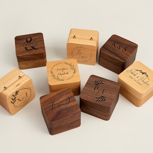 Personalized Wooden Ring Box for Wedding Proposal, Engagement Ring Box with Name, Wedding Ring Bearer, Anniversary Gift, Engrave Ring Box