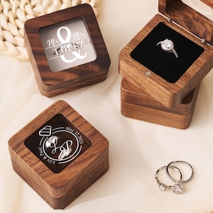 Personalisierte Hochzeit Ring Box, Holz Jubiläum Ring Halter für sie, Vorschlag Ring Box für Geburtstagsgeschenk, benutzerdefinierte Holz Ring Träger für sie