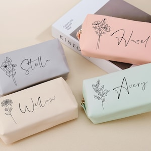 Personalized Makeup Bag With Name For Her,Personalized Toiletry Bag For Bridesmaid Gift,Cosmetic Bag With Name Gift For Wedding Gift