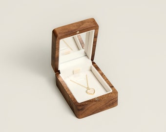 Caja de collar personalizada de lujo para ella, regalo de aniversario para él, caja de collar de madera grabada con nombre, caja de joyería de lujo para regalo