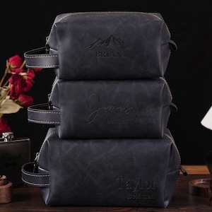 Trousse de toilette en cuir personnalisée pour garçons d'honneur, cadeau kit Dopp en cuir personnalisé pour lui, trousse de maquillage Idel pour homme, cadeau pour homme, cadeau unique