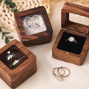 Ringbox aus Holz mit benutzerdefiniertem Namen, Ringbox mit Gravur, Ringbox mit Gravur, Ringbox mit Gravur, Ringbox mit Deckel, Ringbox aus Holz Bild 3