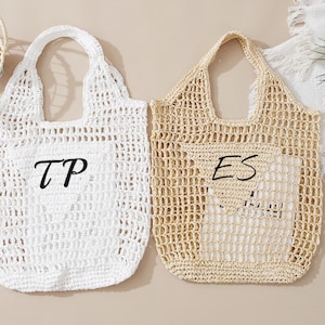 Personalized Embroidered Straw Beach Tote,Perfect Girl Trip Beach Bag,Bachelorette Party Gift Bag,Custom Initials Bag,Bridal Shower Bag