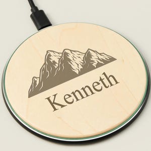 Cargador inalámbrico de madera personalizado para regalo, cargador inalámbrico de madera personalizado de 15 W de carga rápida, cargador inalámbrico Qi portátil.