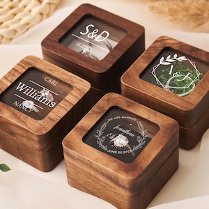 Ringbox aus Holz mit benutzerdefiniertem Namen, Ringbox mit Gravur, Ringbox mit Gravur, Ringbox mit Gravur, Ringbox mit Deckel, Ringbox aus Holz Bild 2