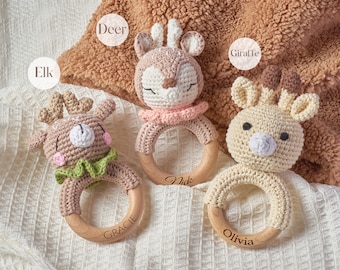 Personalisierte Rassel für Babys, Geschenk für Schwangere, Rassel mit Namensgravur, Rasselring für Neugeborene, Geschenk für Neugeborene, Geschenk für Neffe und Nichte