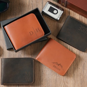 Cartera personalizada de cuero de primera calidad para hombre, regalo para él, aniversario, padrinos de boda, cumpleaños, regalo para papá, regalo del día del padre