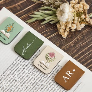 Personalized Magnetic Bookmark Set, Buy 1 Get 1 Free, Birth Flower Bookmark, Custom Book Lover Gift, Bridesmaid Gift, Reader Gift