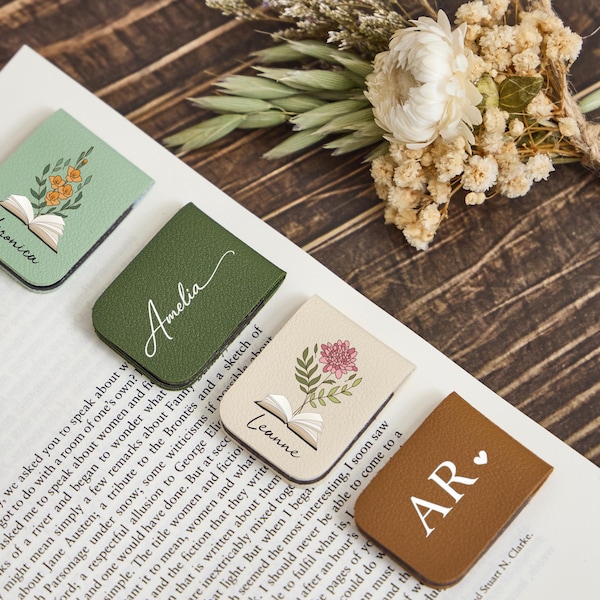 Personalized Magnetic Bookmark Set, Buy 1 Get 1 Free, Birth Flower Bookmark, Custom Book Lover Gift, Bridesmaid Gift, Reader Gift