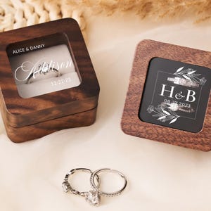 Ringbox aus Holz mit benutzerdefiniertem Namen, Ringbox mit Gravur, Ringbox mit Gravur, Ringbox mit Gravur, Ringbox mit Deckel, Ringbox aus Holz Bild 6