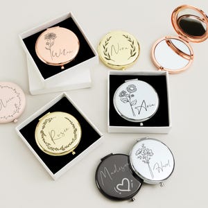 Engraved Fancy Makeup Mirror For Wedding Gift,Personalized Compact Mirror Gift For Proposal,Customized Gift For Her,Engraved Your Own Logo