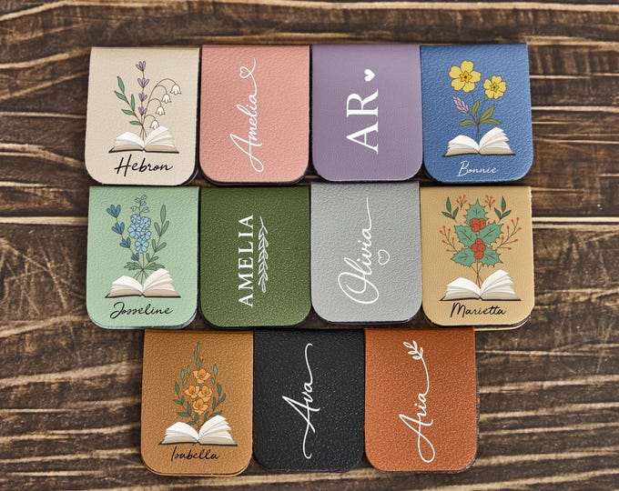 Personalized Magnetic Bookmark Set | Birth Flower Bookmark | Custom Book Lover Gift | Bridesmaid Gift | Reader Gift