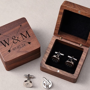 Personalized CuffLinks Box With Design Gift For Him,Engraved Cufflinks For BestMan,Wedding Gift For Groomsman Gift,Anniversary Gift For Men