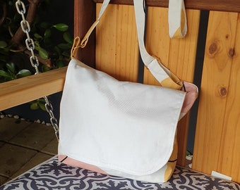 Handmade Crossbody Bag Abstract Print Large Women's Handbag Whimsical Everyday Purse - Naomi Large Messenger Bag