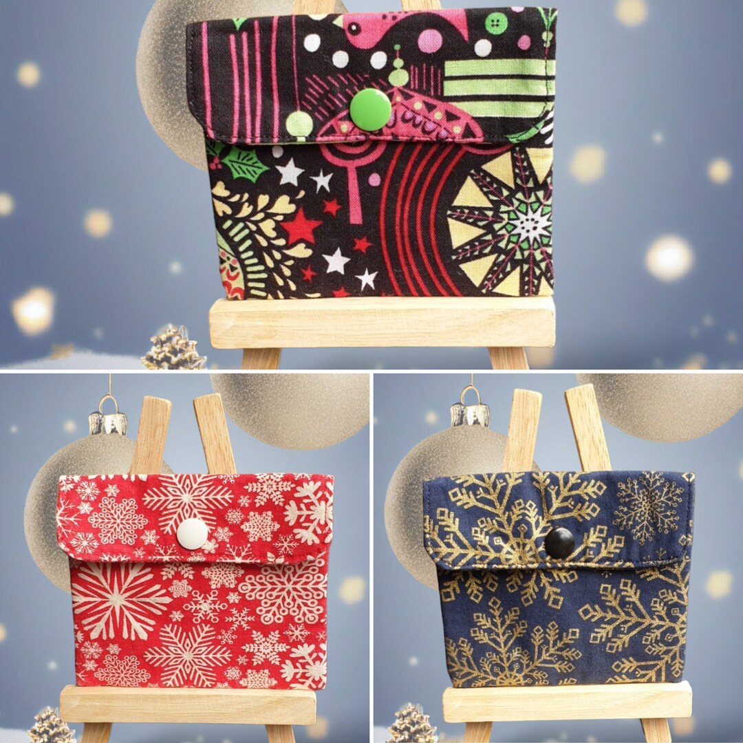 Porte-monnaie De Noël Avec 6 Poches - Organisateur Cadeaux Avec Pompon Rouge