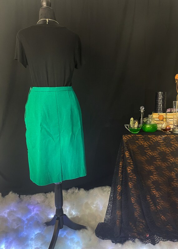 1960s Green Wool Pencil Skirt- S M - image 2