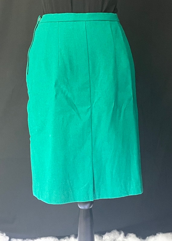 1960s Green Wool Pencil Skirt- S M - image 4
