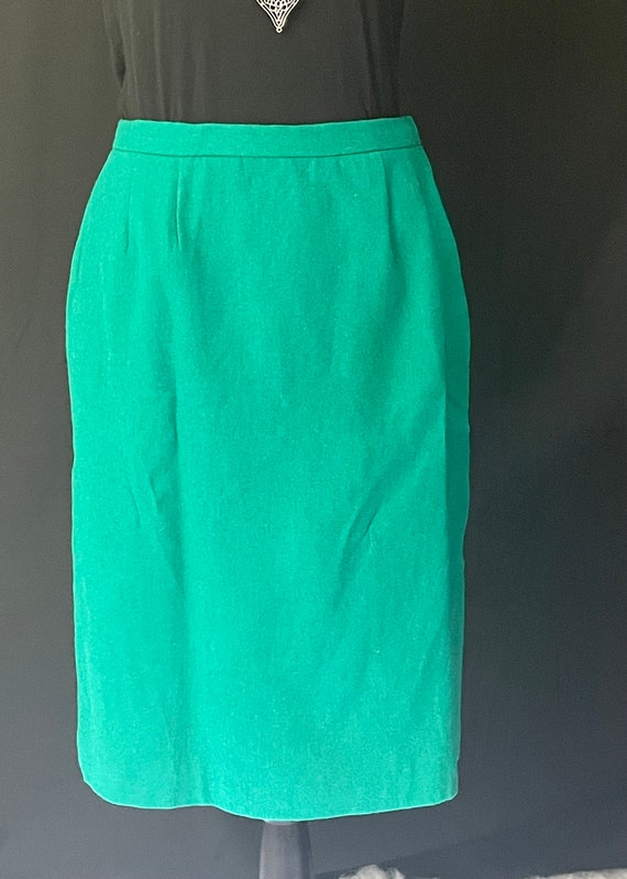 1960s Green Wool Pencil Skirt- S M - image 3