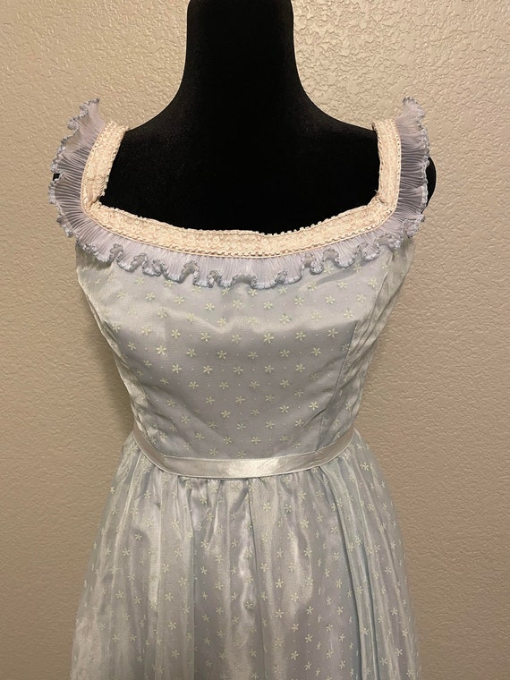 60's Blue Floral Skirt And Blouse Set by Nina Capri