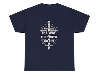 Inspirierendes grafisches T-Shirt - Unisex aus schwerer Baumwolle, christliche Kleidung, religiöses Geschenk, Schrift-Shirt, glaubensbasierte Kleidung, Alltagskleidung
