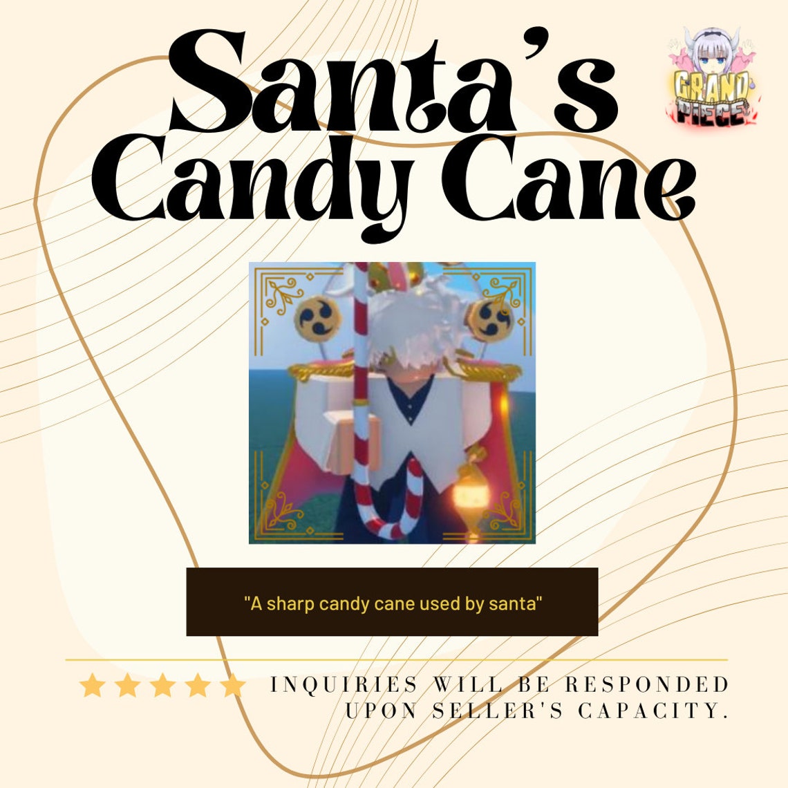 Discounted Candy Cane CC Grand Piece Online GPO Etsy