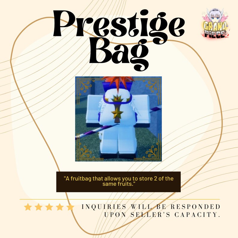 Prestige Bag pbag GPO Grand Piece Online Etsy UK