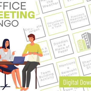 Office Meeting Bingo Cards | Corporate Fun | Business | Games | Zoom | Team Building | Bonding Activity | In Office | Co workers | Downloads
