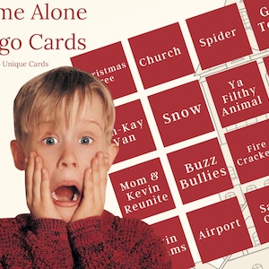 Cartões de bingo de filmes sozinhos em casa | Noite de jogos de cinema | Diversão em família | Natal | Festa de Natal | Curiosidades | Feliz Natal | Seu animal imundo