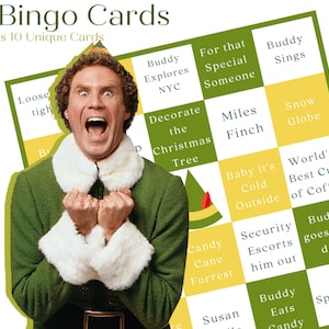Elf Movie Bingo-kort: Julfest-spel (PDF)