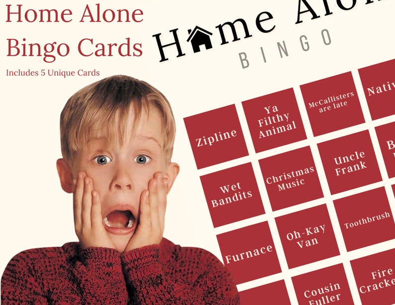 Home Alone Movie Bingo Cards Movie Game Night Family Fun Christmas