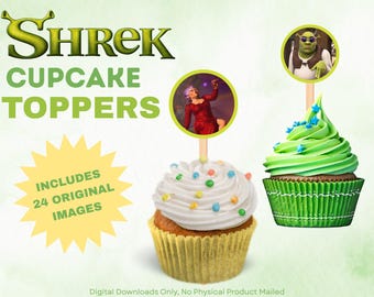 Shrek Cupcake Toppers: Ogre Layers, Movie Party (PDF Download, 24 Images)