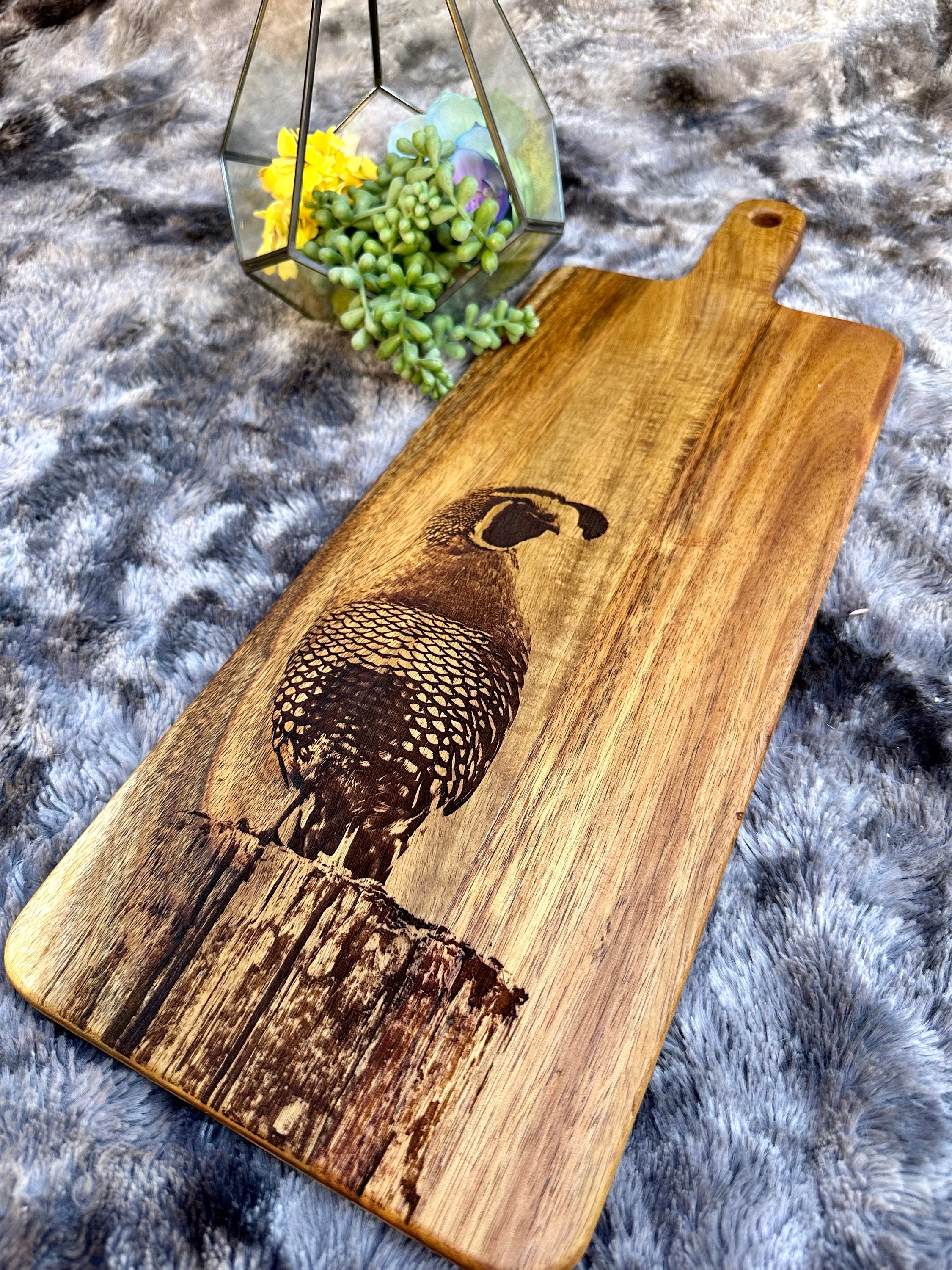 New Mexico Quail Desert Bird Cutting Board Wall Art Charcuterie Serving