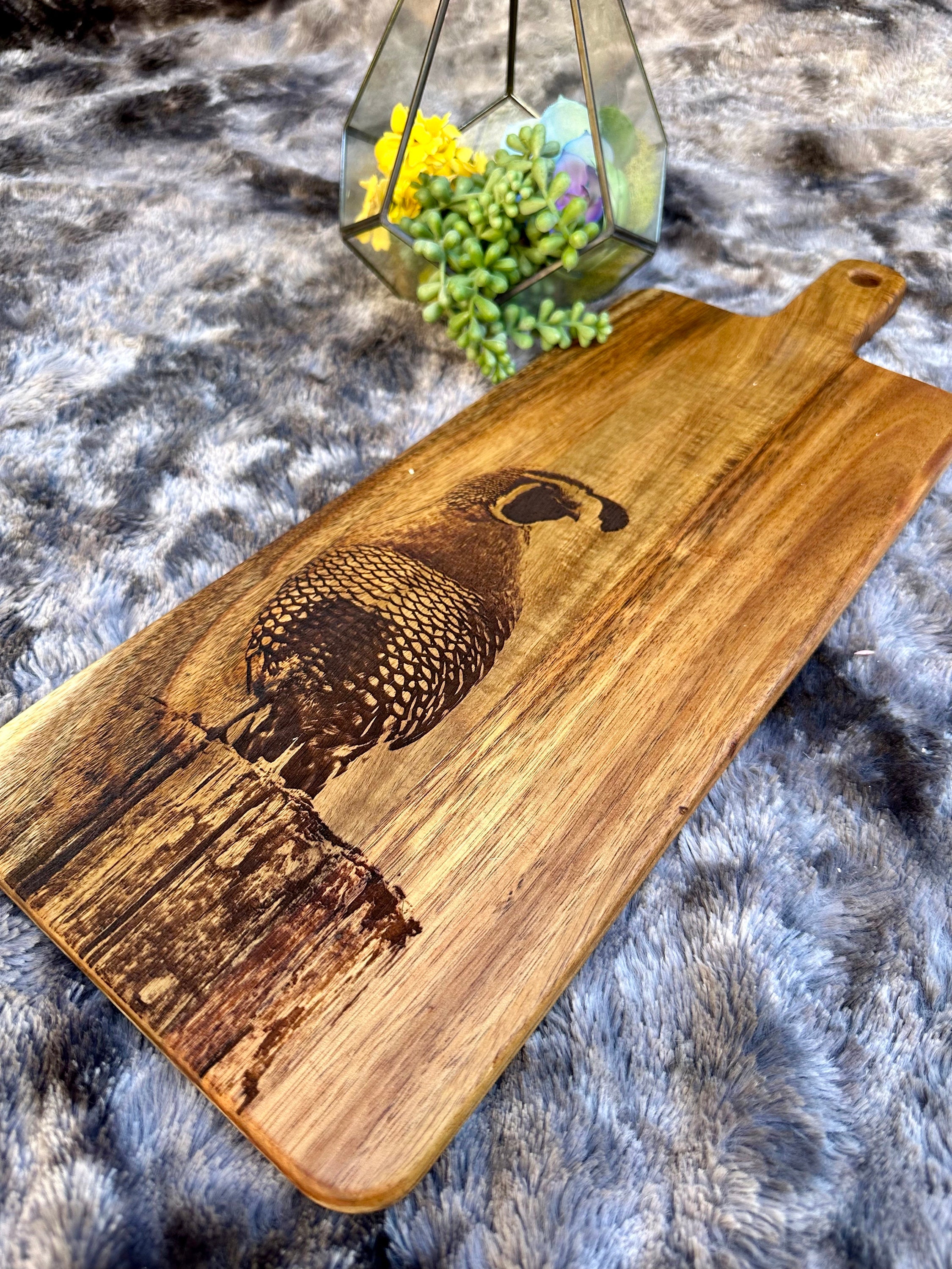 New Mexico Quail Desert Bird Cutting Board Wall Art Charcuterie Serving
