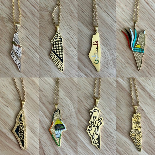Ketting met kaart van Palestina | Palestijnse Kufiya-ketting | Palestina Al-Quds-ketting | Arabische stad Palestina-ketting | Palestina sieraden cadeau