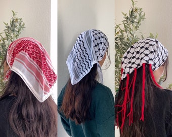 Palestinian Keffiyeh Bandanna | Black and White Keffiyeh style Bandanna | Kufiya koofiya kefiyeh head piece