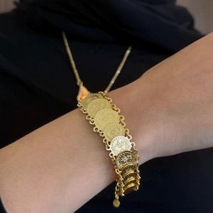 Lera Bracelet | Arab Lera Coin Gold Stainless Steel Bracelet for weddings, henna, parties