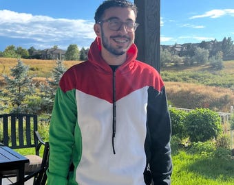 Palestinian Hoodie | Palestine Flag Hoodie | Palestinian flag hoodie in green, red, black, and white colors