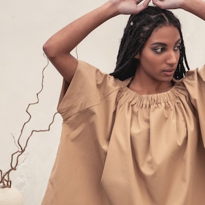 Top in cotone a farfalla da donna, top oversize in cotone, camicetta oversize in cotone, top in cotone da donna, top taglie forti, abbigliamento oversize naturale