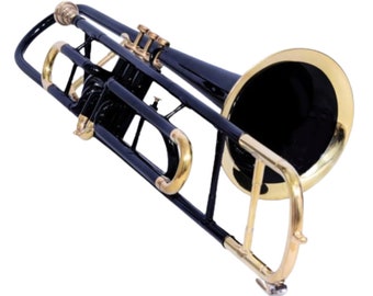 Trombone Sib laccato nero: strumento in ottone Zaima con custodia rigida