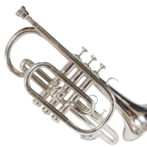 Cornet Trumpet Brass Bb Nickel Plated with Mouth Piece, Hard Case, By Zaimahandicraft Use for Marching Band Concerts and a Gift For All.