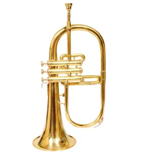 Flugelhorn Bb 3 Valves Brass Finish Handmade by Zaimahandicraft. It comes with a hard case for the school band and a Gift for All.