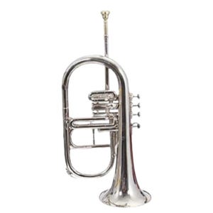 Flugelhorn 4 Valve Brass Bb Nickel Plated by Zaimahandicraft Comes with a Case Used for Marching Concerts,  Home Décor, Valentine&#39;s Day Gift