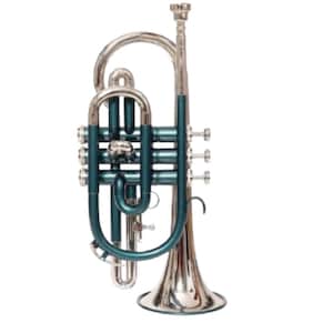 Cornet Trumpet Bb Green/Nickel Plated By Zaima Handicraft with HardCase & Mouthpiece Used for Marching Concerts Beginners and Ceremonies.