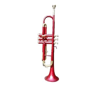 Trumpet Brass Bb Handmade Red Lacquered+Brass Finish By Zaimahandicraft With Mouth Piece & Hard Case For Professional and Student Home Decor