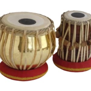 TABLA Set Brass 2.5 kg+Brass Finish Professional, Folk Musical Instruments Handmade by Zaima Handicraft With Hardcase,+Hammer+Cushions+Cover
